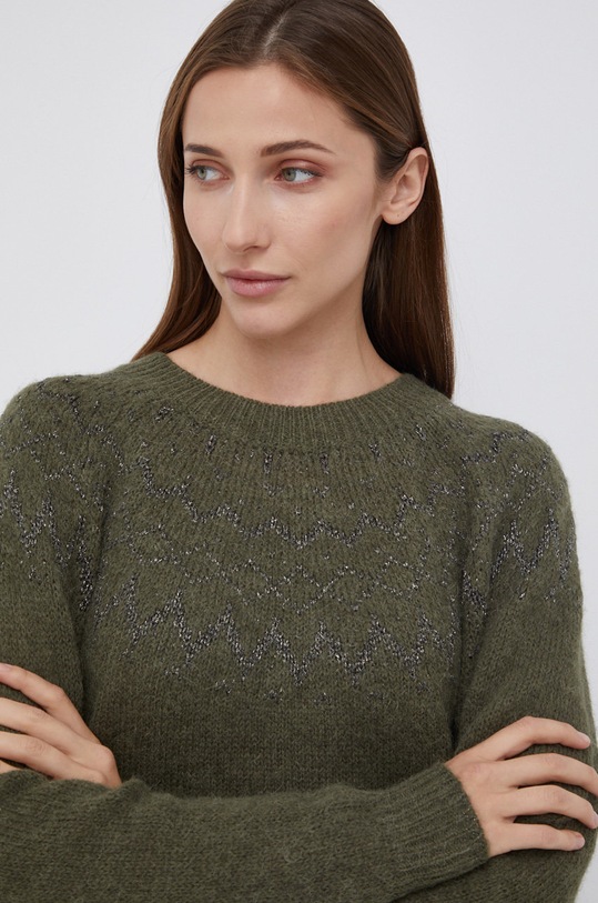 Mos Mosh Sweter z domieszką wełny zielony 139660