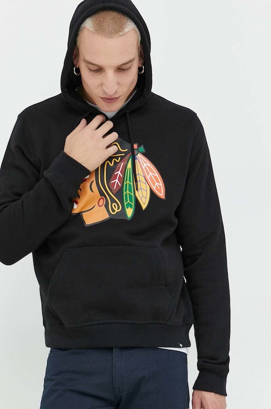 47 brand bluza NHL Chicago Blackhawks z kapturem czarny HH004PEMIBR546609JK