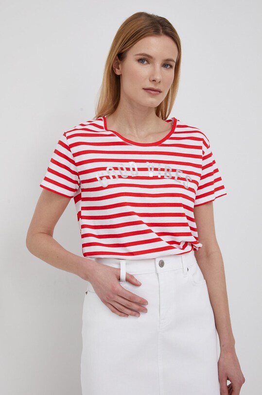 Frieda & Freddies t-shirt bawełniany wzorzyste czerwony 7200.