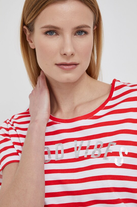 Frieda & Freddies t-shirt bawełniany czerwony 7200.