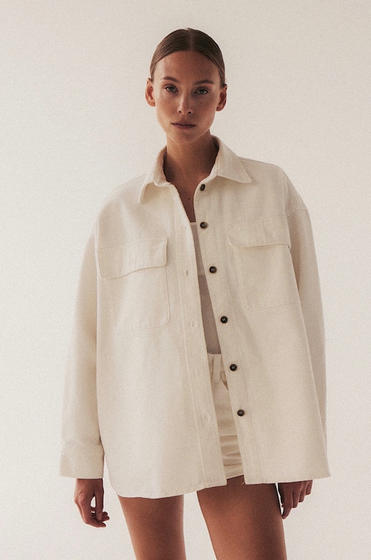 MUUV. camasa din bumbac bej koszula.oversize.SHAY