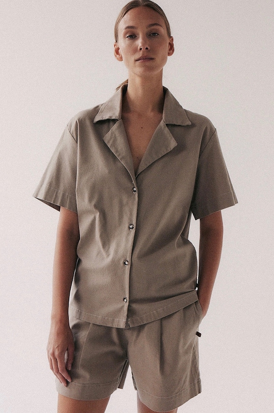 Odzież MUUV. koszula z domieszką lnu POCHE koszula.POCHE beżowy