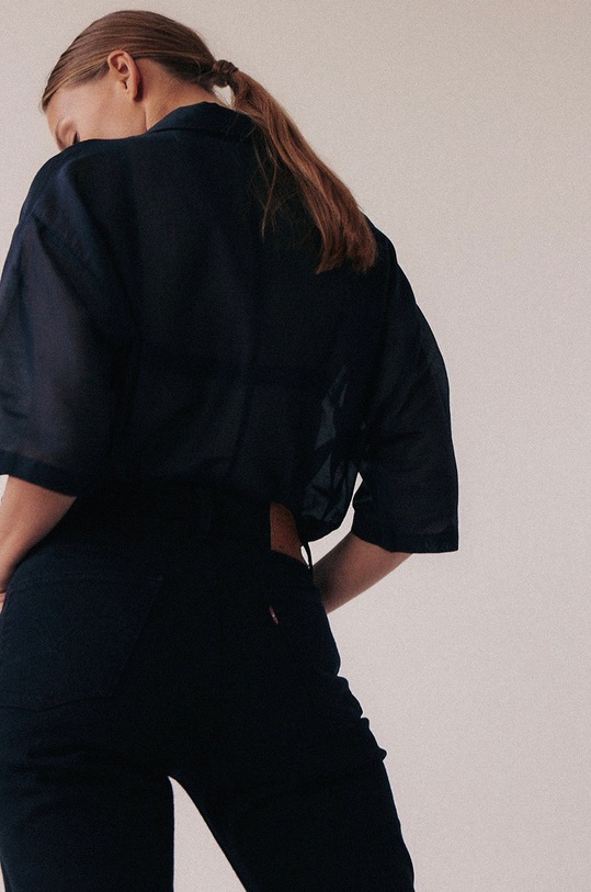 MUUV. koszula z domieszką jedwabiu SOIREE transparentna.koszula.S