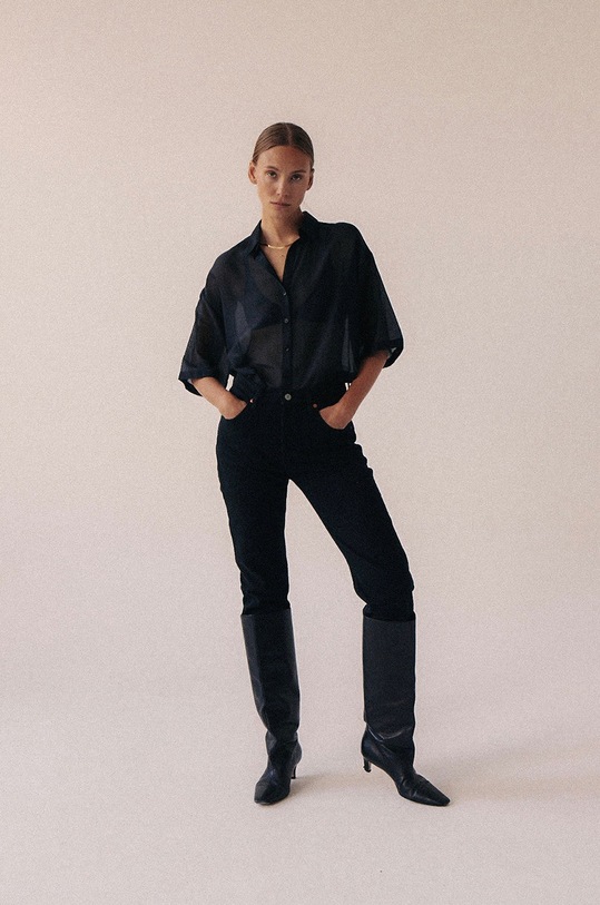 MUUV. koszula z domieszką jedwabiu SOIREE transparentna.koszula.S