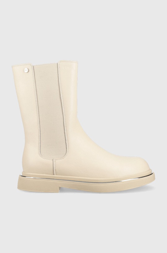 Кожени боти челси GOE гладка кожа бежов KK2N4049.BEIGE