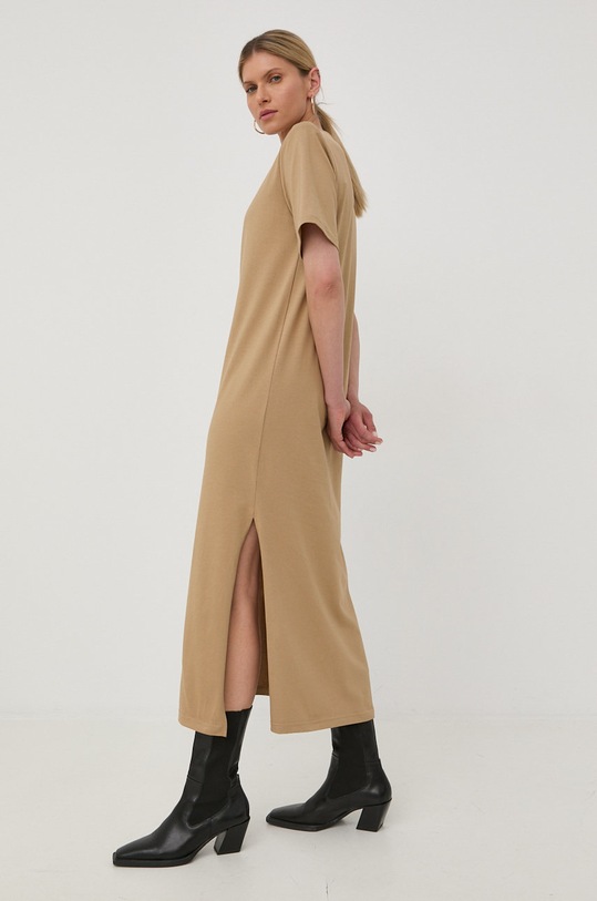 Herskind rochie din bumbac maxi maro 4406530