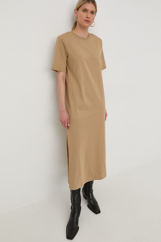 Herskind sukienka bawełniana 4406530 brązowy ZW22
