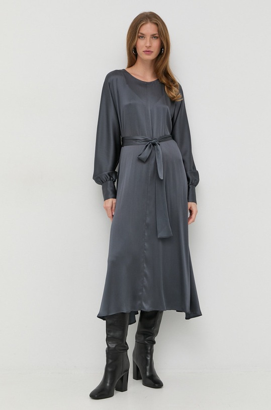 Beatrice B sukienka z domieszką jedwabiu 22FA6817CREP granatowy ZW22