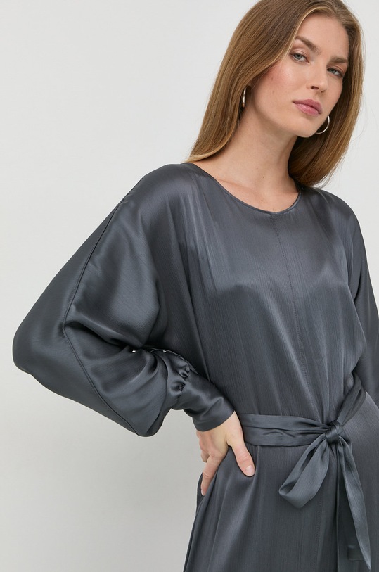 Beatrice B sukienka z domieszką jedwabiu granatowy 22FA6817CREP