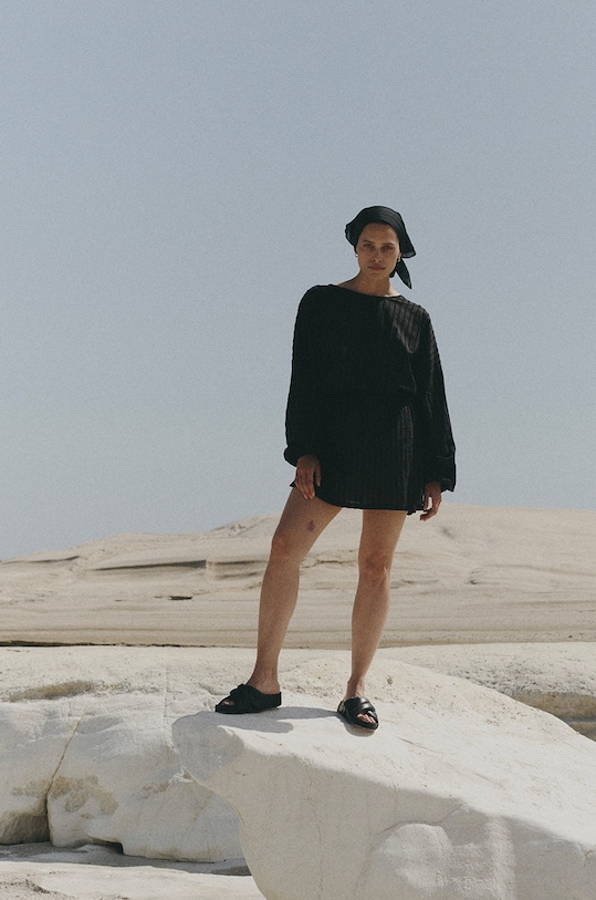 MUUV. rochie din bumbac mini negru sukienka.krotka.AJE
