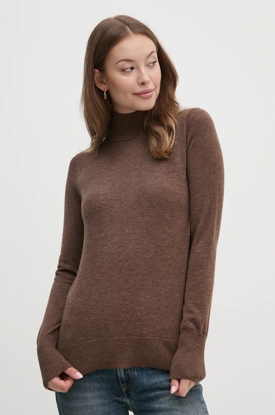 Mos Mosh sweter wełniany wełna brązowy 146030