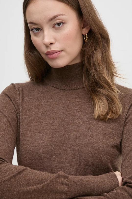 Mos Mosh sweter wełniany brązowy 146030