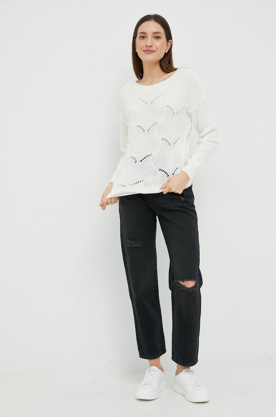 Frieda & Freddies sweter z domieszką wełny 8330 biały ZW22