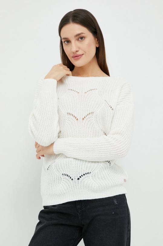 Frieda & Freddies sweter z domieszką wełny biały 8330