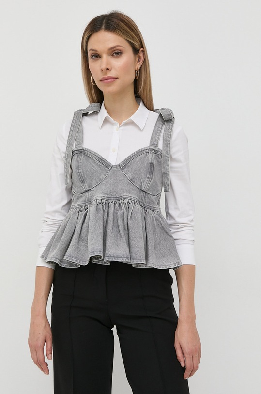 Custommade bluzka jeansowa z elastanem szary 999448102