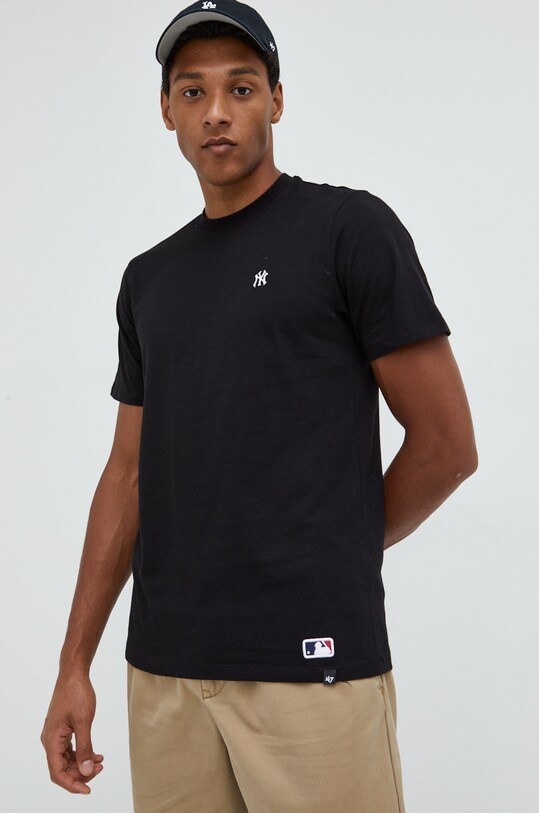 47 brand t-shirt bawełniany MLB New York Yankees czarny BB017TEMBRT562256JK