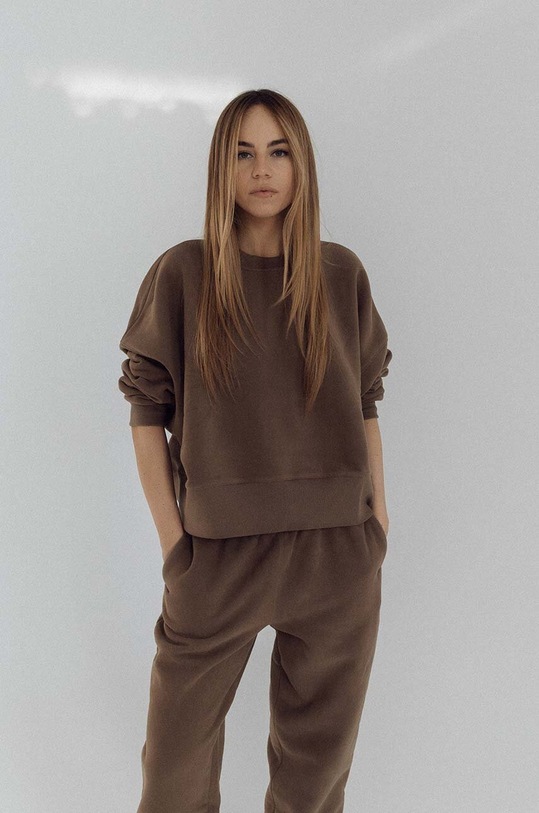 Bavlnená mikina MUUV. bavlna hnedá bluza.over.SMOOTHCOTTON