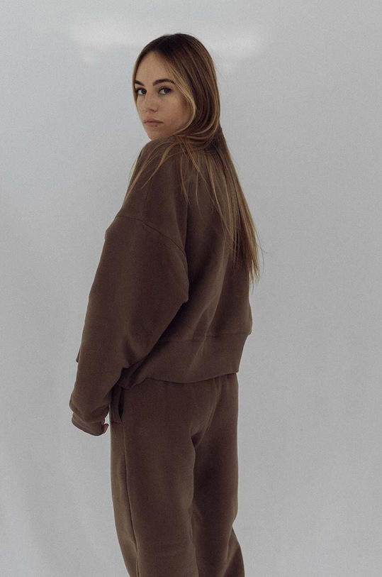 Bavlnená mikina MUUV. bluza.over.SMOOTHCOTTON hnedá ZW24