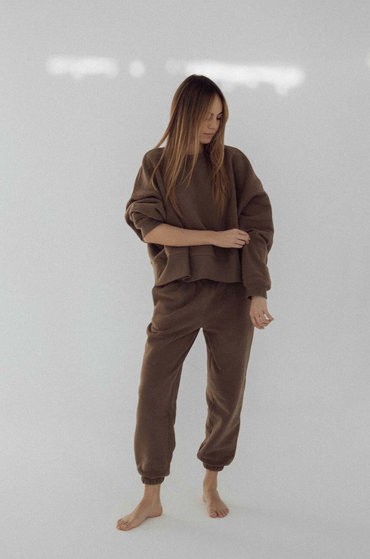 Bavlnená mikina MUUV. bluza.over.SMOOTHCOTTON hnedá