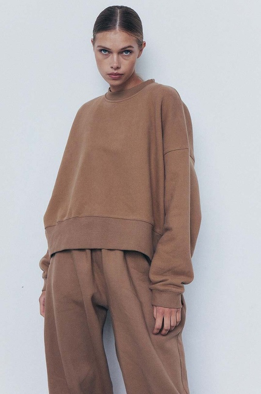 MUUV. bluza bawełniana SMOOTH COTTON brązowy bluza.over.SMOOTHCOTTON