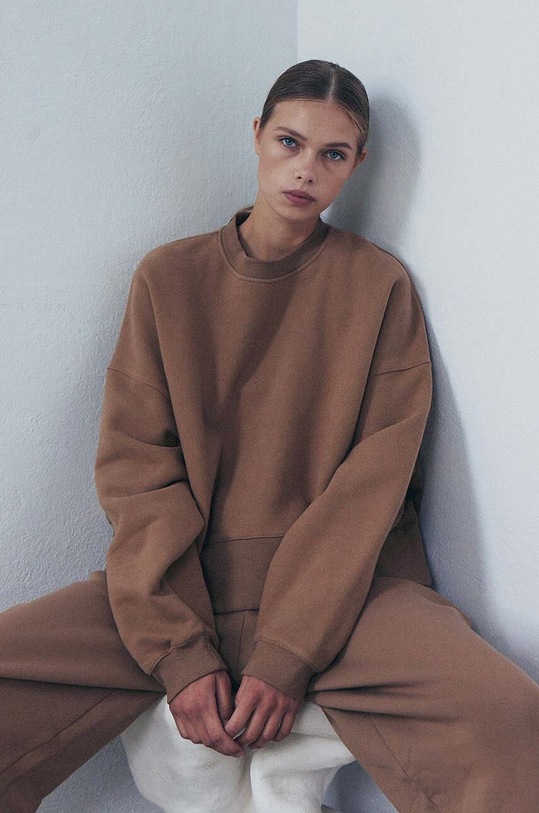 MUUV. bluza bawełniana SMOOTH COTTON bluza.over.SMOOTHCOTTON brązowy