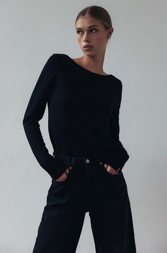 MUUV. longsleeve bawełniany BACK EN ROUTE longsle.BACKRENROUTE.bl czarny ZW23
