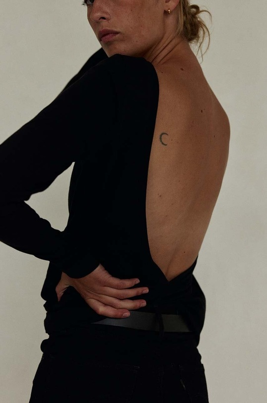 MUUV. longsleeve din bumbac negru longsle.BACKRENROUTE.bl