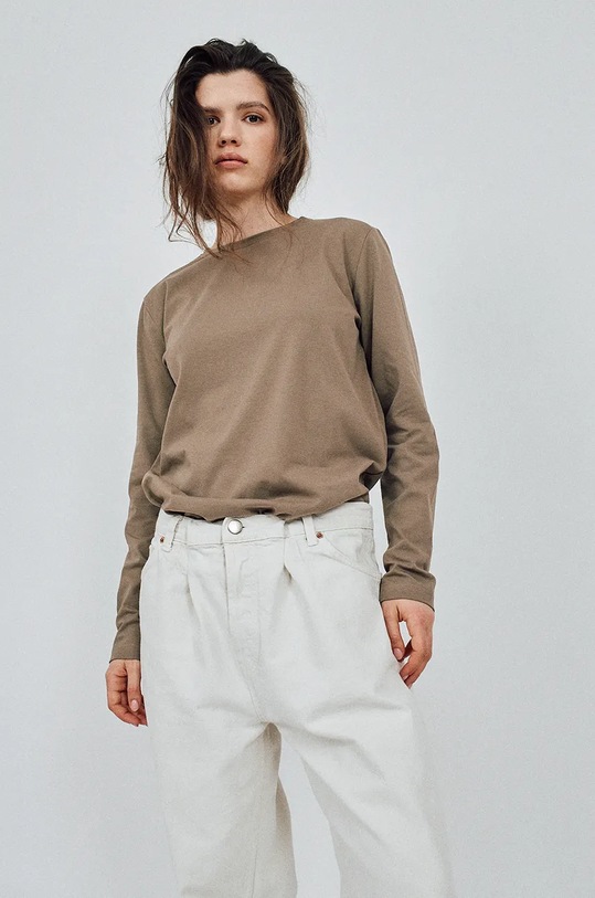 MUUV. longsleeve bawełniany BASIC bawełna beżowy LONGSLEEVE.BASIC.black.