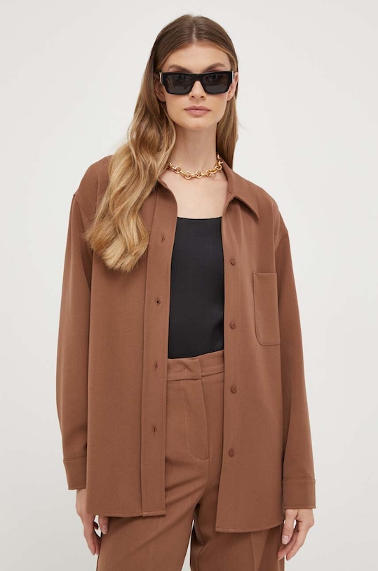 Košeľa Silvian Heach relaxed hnedá GPA23467CA