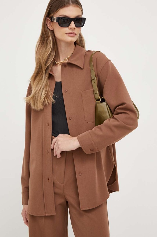 Košeľa Silvian Heach hnedá GPA23467CA