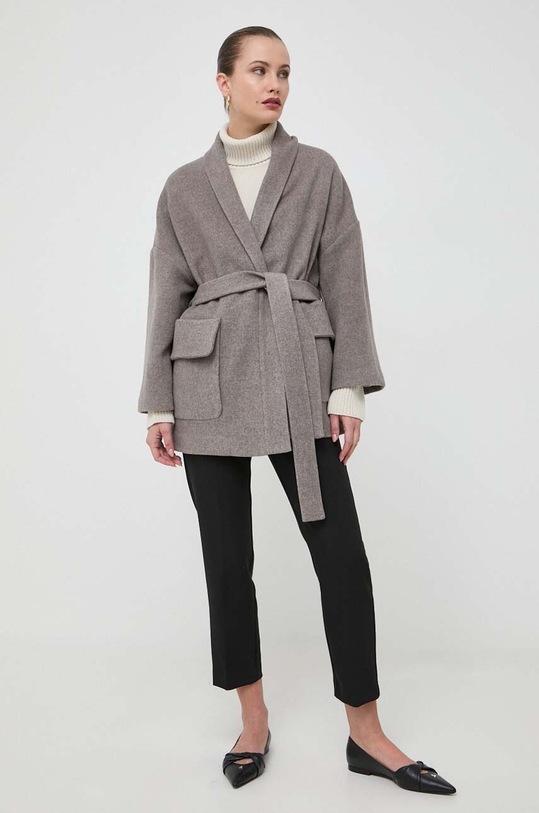 Beatrice B płaszcz wełniany 23FA2525VELOUR szary ZW23