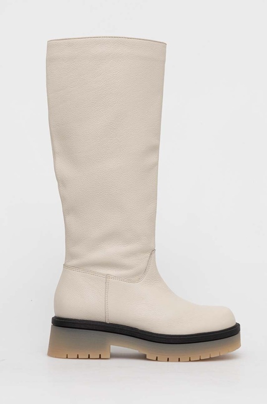 Charles Footwear kozaki skórzane Dora płaski beżowy Dora.Knee.High.B.L.B