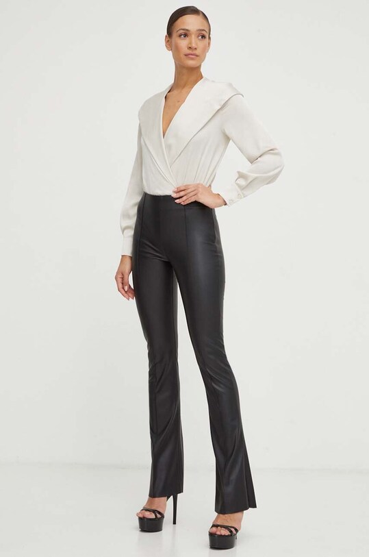 Nissa pantaloni imitatie de piele negru P14402