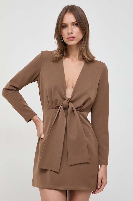 Šaty Silvian Heach s elastanom hnedá CVA23022VE