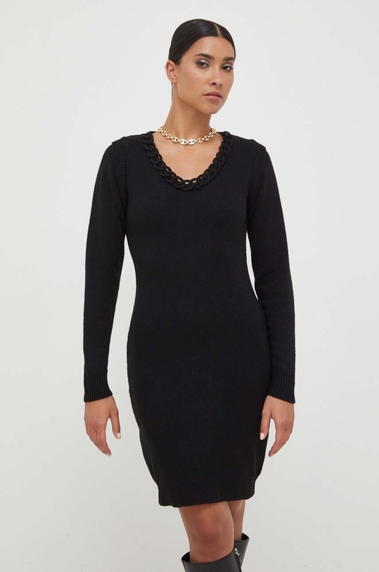 Silvian Heach rochie din amestec de lana mini negru GPA23407VE