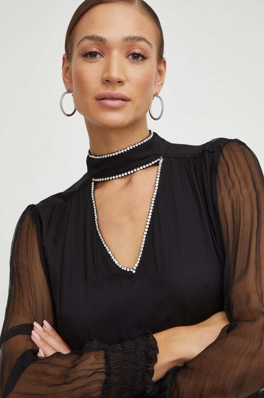 Nissa rochie de matase negru RC14354
