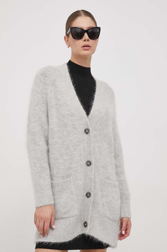 Mos Mosh cardigan din lana grosime medie gri 156270