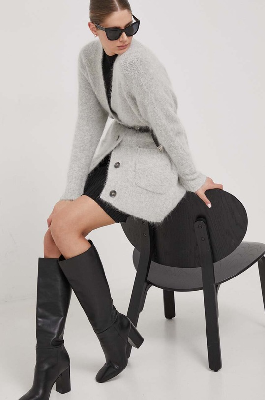 Mos Mosh cardigan din lana 156270 gri ZW23