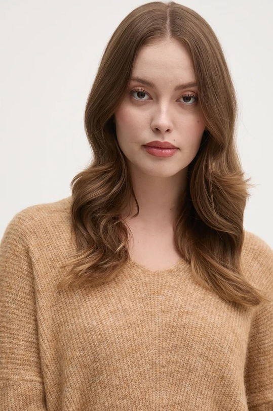 Mos Mosh sweter wełniany brązowy 153900
