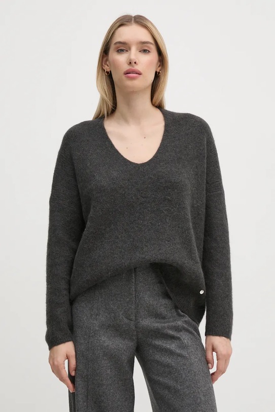 Mos Mosh sweter wełniany szary 153900
