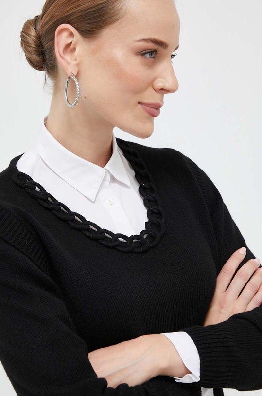 Silvian Heach gyapjúkeverék pulóver fekete GPA23406MA