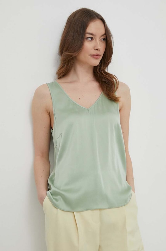 Mos Mosh top de mătase uni verde 153590.