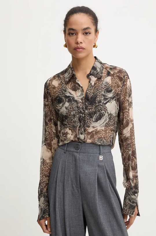 Blugirl Blumarine camasa de matase cu modele gri RF4119.T3948