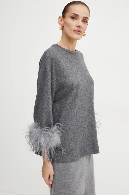 Liviana Conti sweter wełniany szary L4WN05