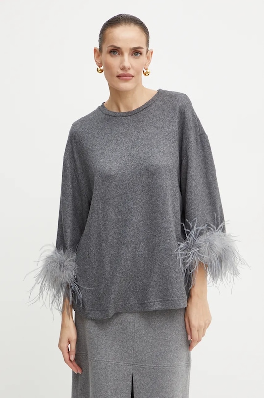 Liviana Conti sweter wełniany L4WN05 szary