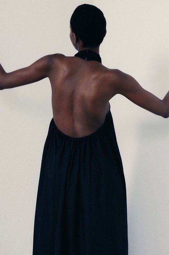 MUUV. rochie din bumbac TYE negru sukienka.dluga.TYE