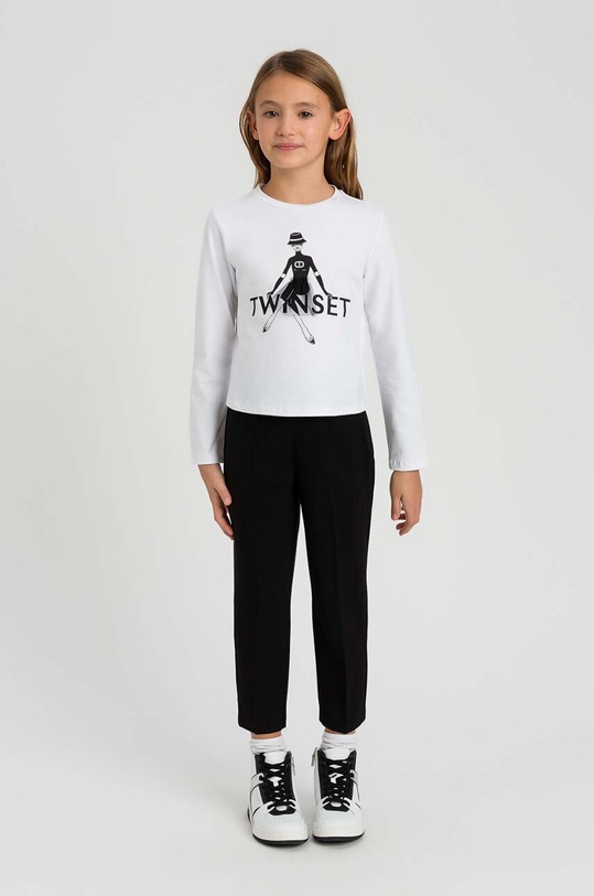 Dětské tričko s dlouhým rukávem Twinset s elastanem bílá 242GJ2420