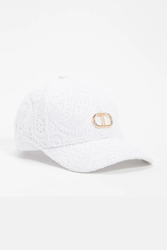 Twinset czapka z daszkiem dziecięca aplikacja biały 251GJ5024