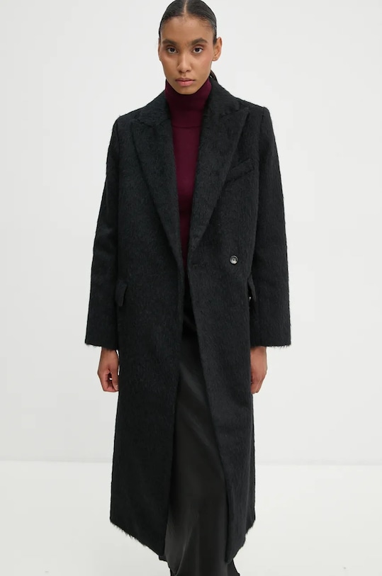Day Birger et Mikkelsen palton din lana Franka - Fuzzy Autumn cu captuseala negru DAY65243395