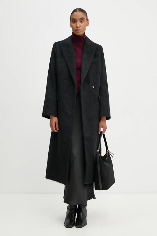 Day Birger et Mikkelsen palton din lana Franka - Fuzzy Autumn DAY65243395 negru ZW24